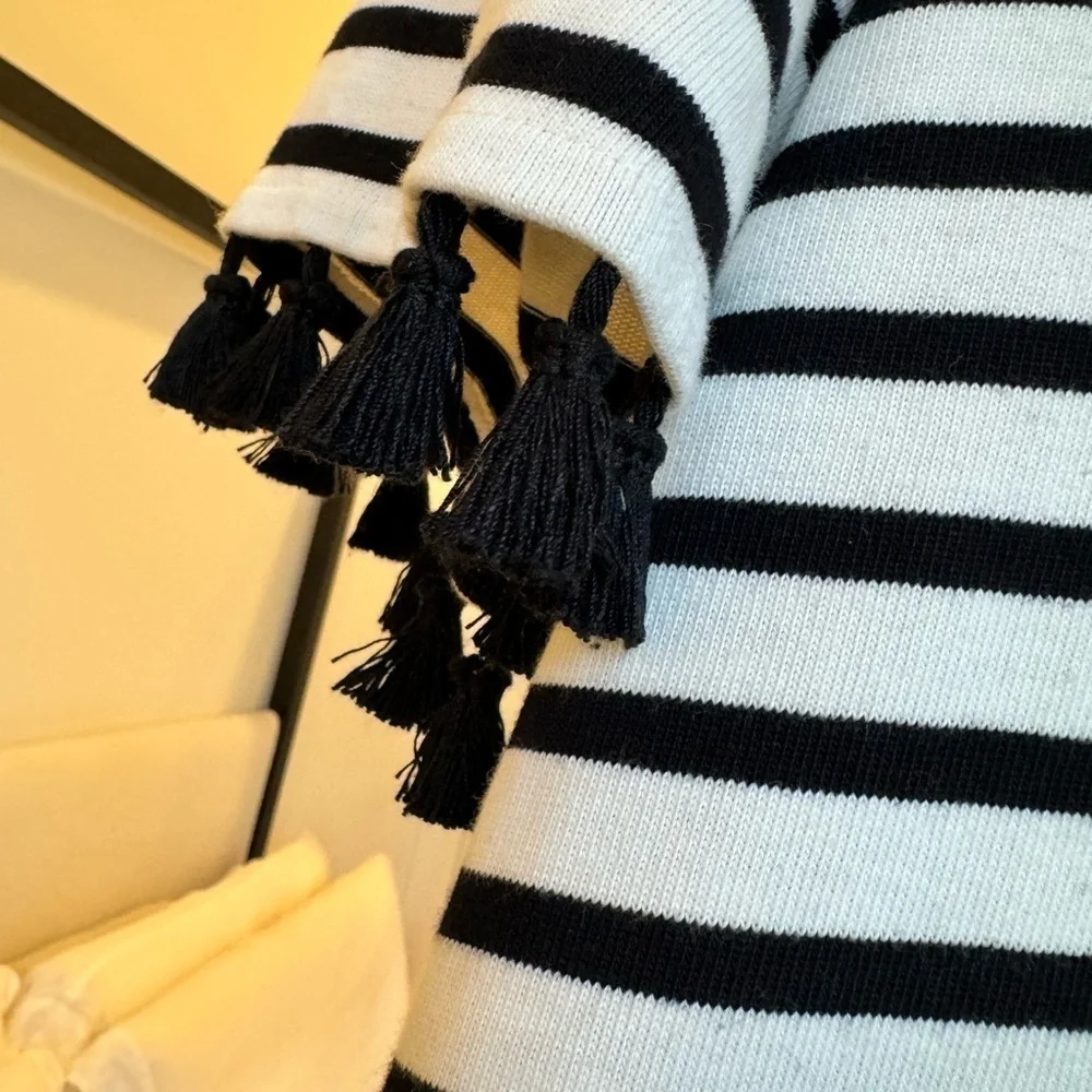 Brooke Street by Kate Spade Striped Flutter Tassel Shirt